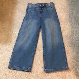 High rise, wide leg cropped jeans